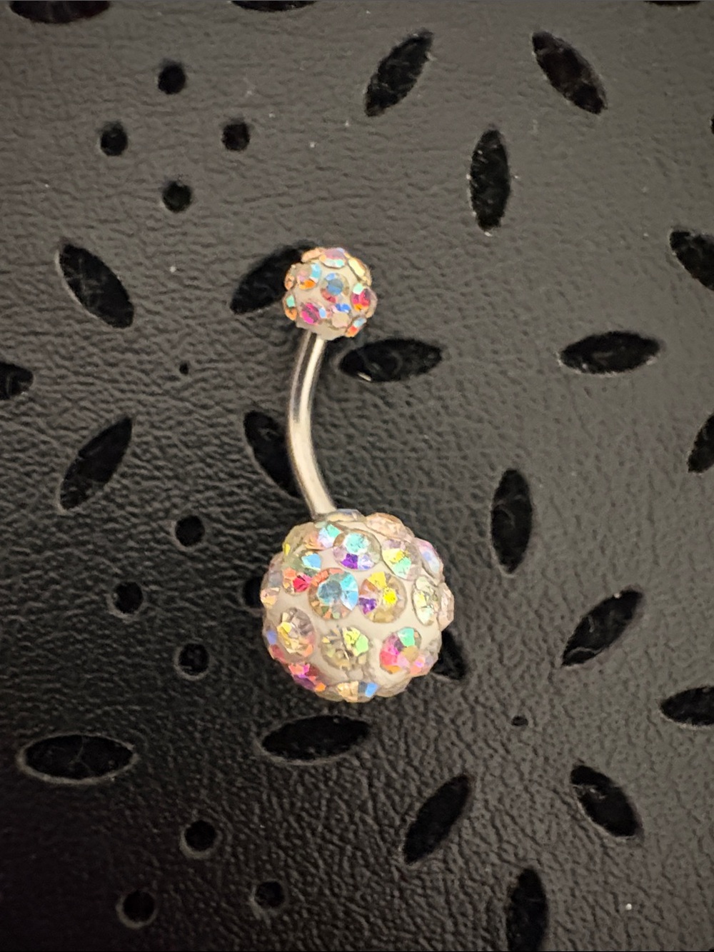 Aurora Crystal Belly Button Ring - Iridescent Multi-Color